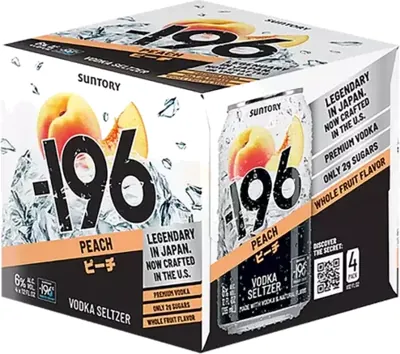 -196 Vodka Seltzer Peach 4pk